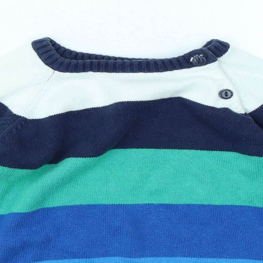 H&M Boys Blue Striped Knit Pullover Jumper Size 2 Years