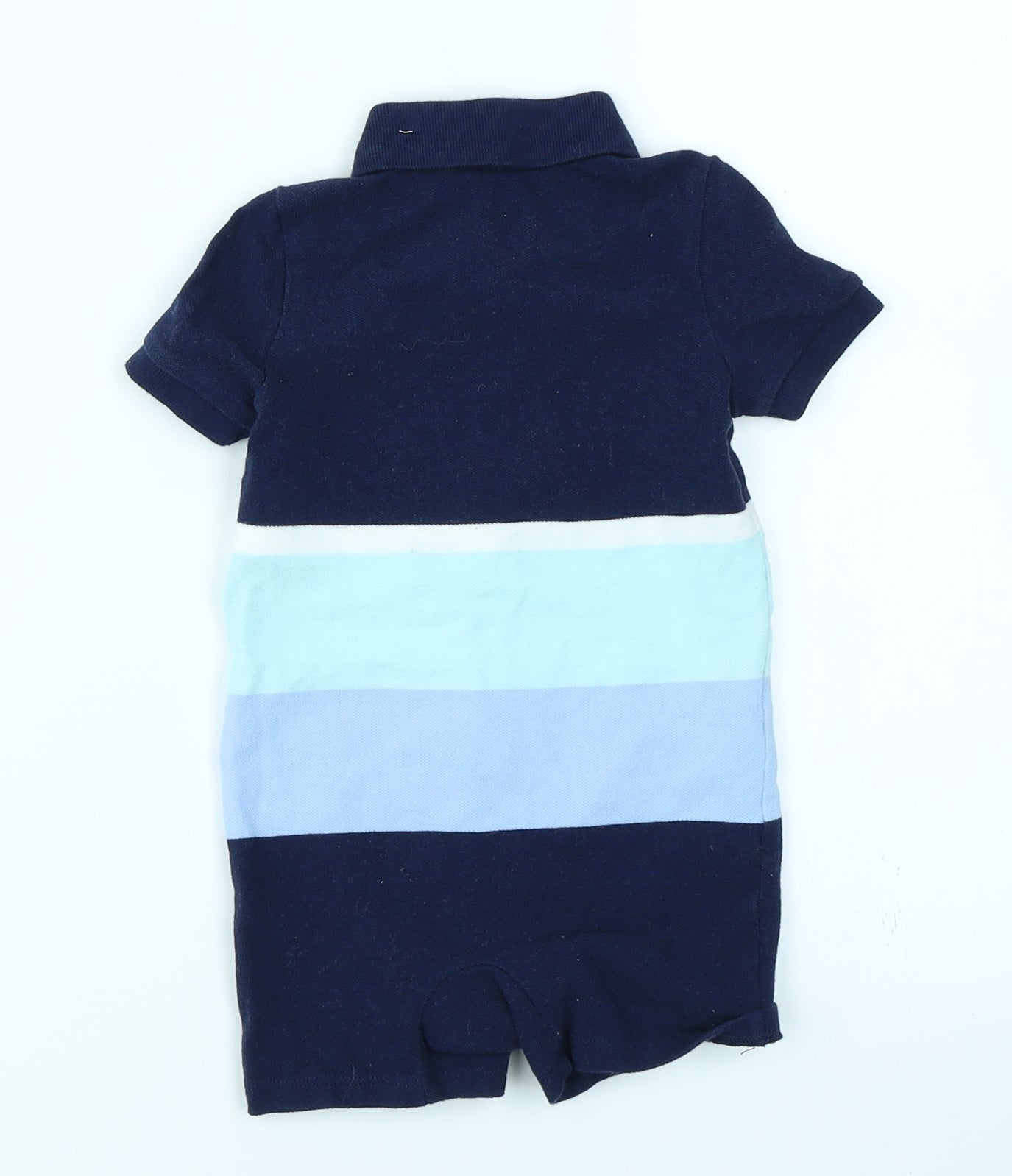 Ralph Lauren Boys Blue Striped Knit Romper One-Piece Size 9-12 Months