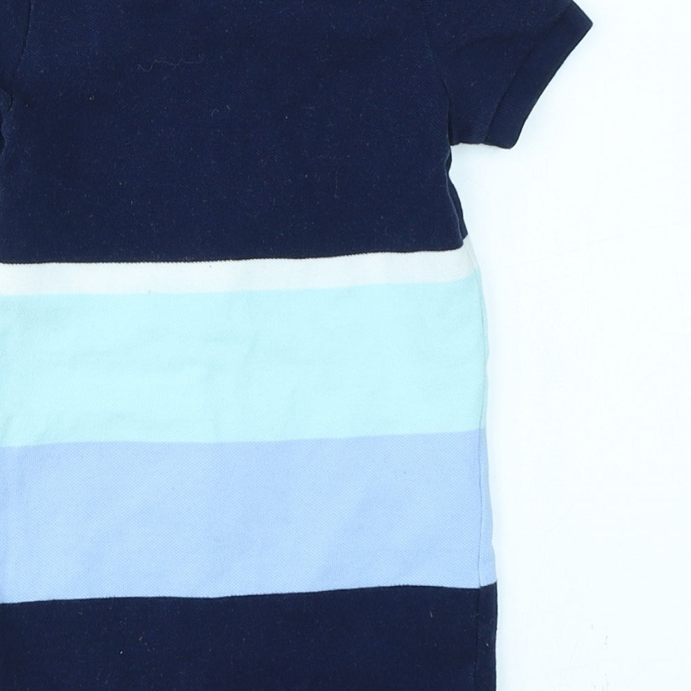 Ralph Lauren Boys Blue Striped Knit Romper One-Piece Size 9-12 Months