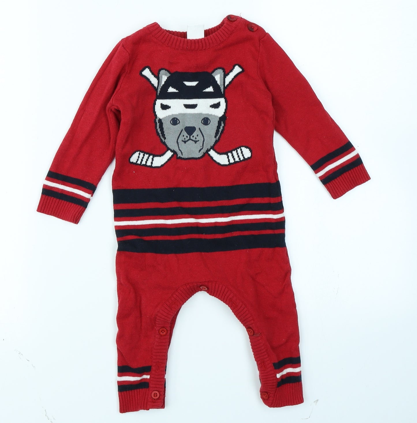 Joe Fresh Boys Red  Knit Babygrow One-Piece Size 6-9 Months