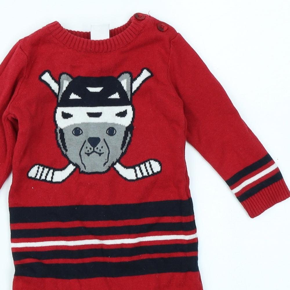 Joe Fresh Boys Red  Knit Babygrow One-Piece Size 6-9 Months