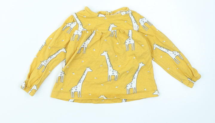 TU Girls Yellow Basic T-Shirt Size 0-3 Months - giraffe
