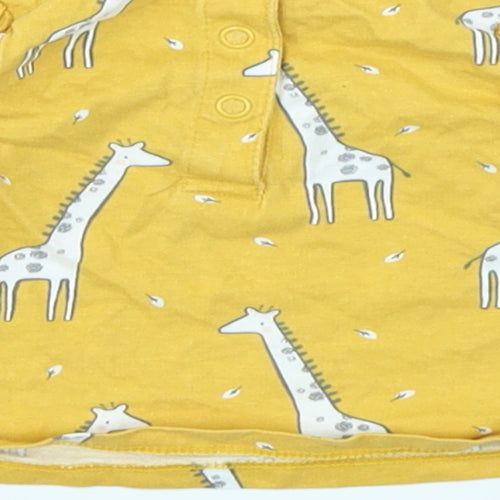 TU Girls Yellow   Basic T-Shirt Size 0-3 Months  - giraffe