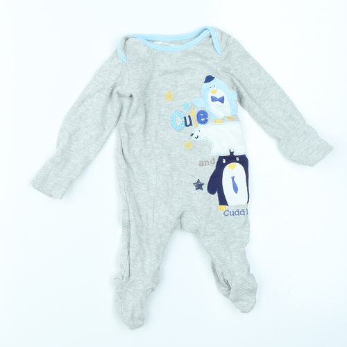 Baby M&Co Boys Grey   Babygrow One-Piece Size 0-3 Months  - Penguin
