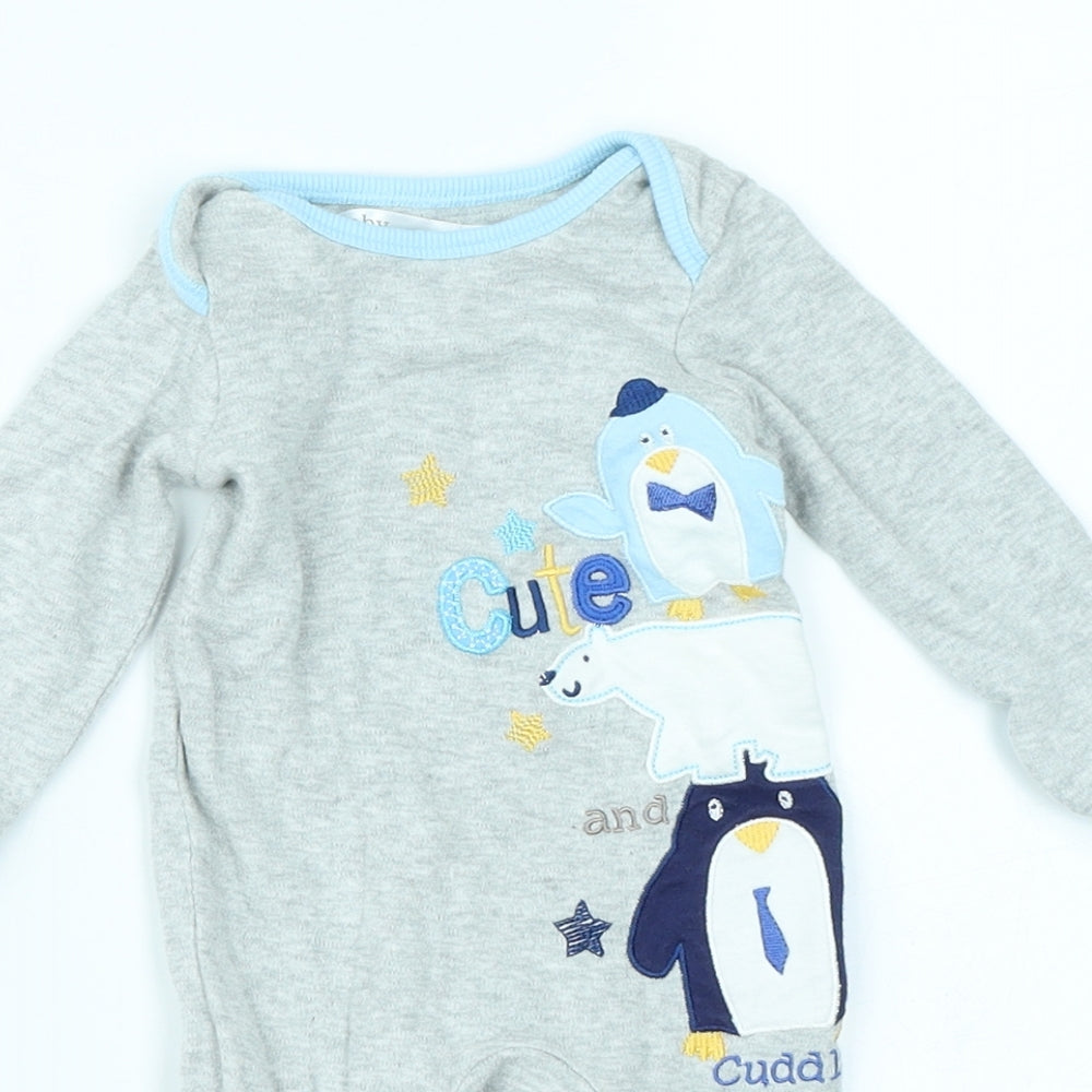 Baby M&Co Boys Grey   Babygrow One-Piece Size 0-3 Months  - Penguin