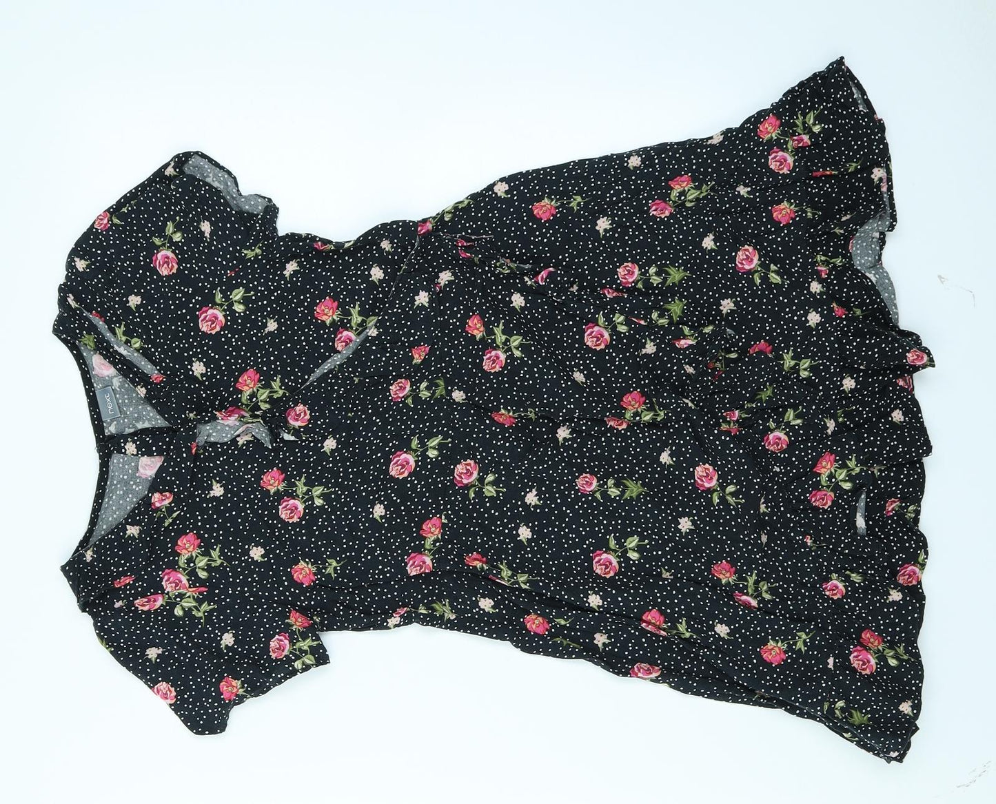NEXT Girls Black Spotted  Wrap Dress  Size 9 Years