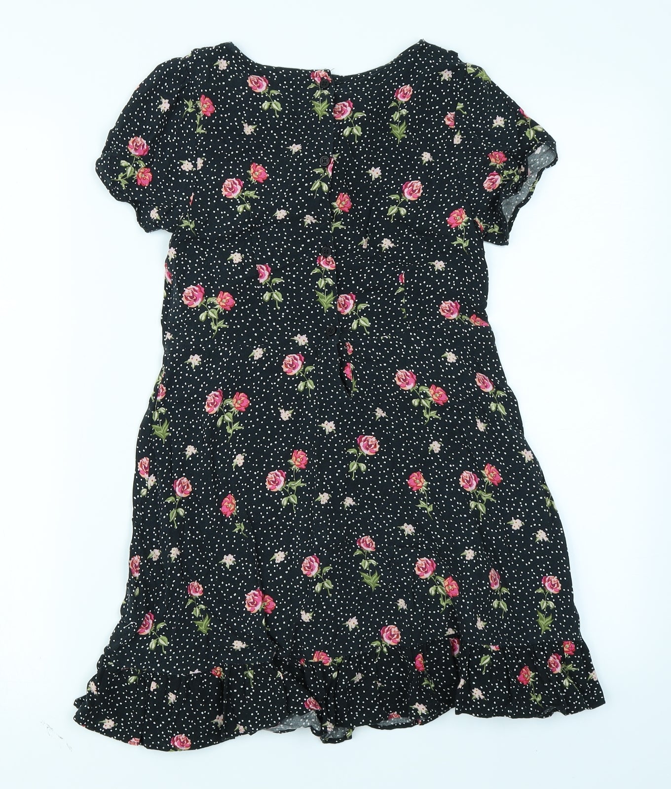 NEXT Girls Black Spotted  Wrap Dress  Size 9 Years