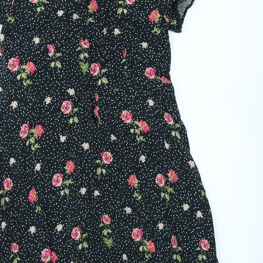 NEXT Girls Black Spotted  Wrap Dress  Size 9 Years