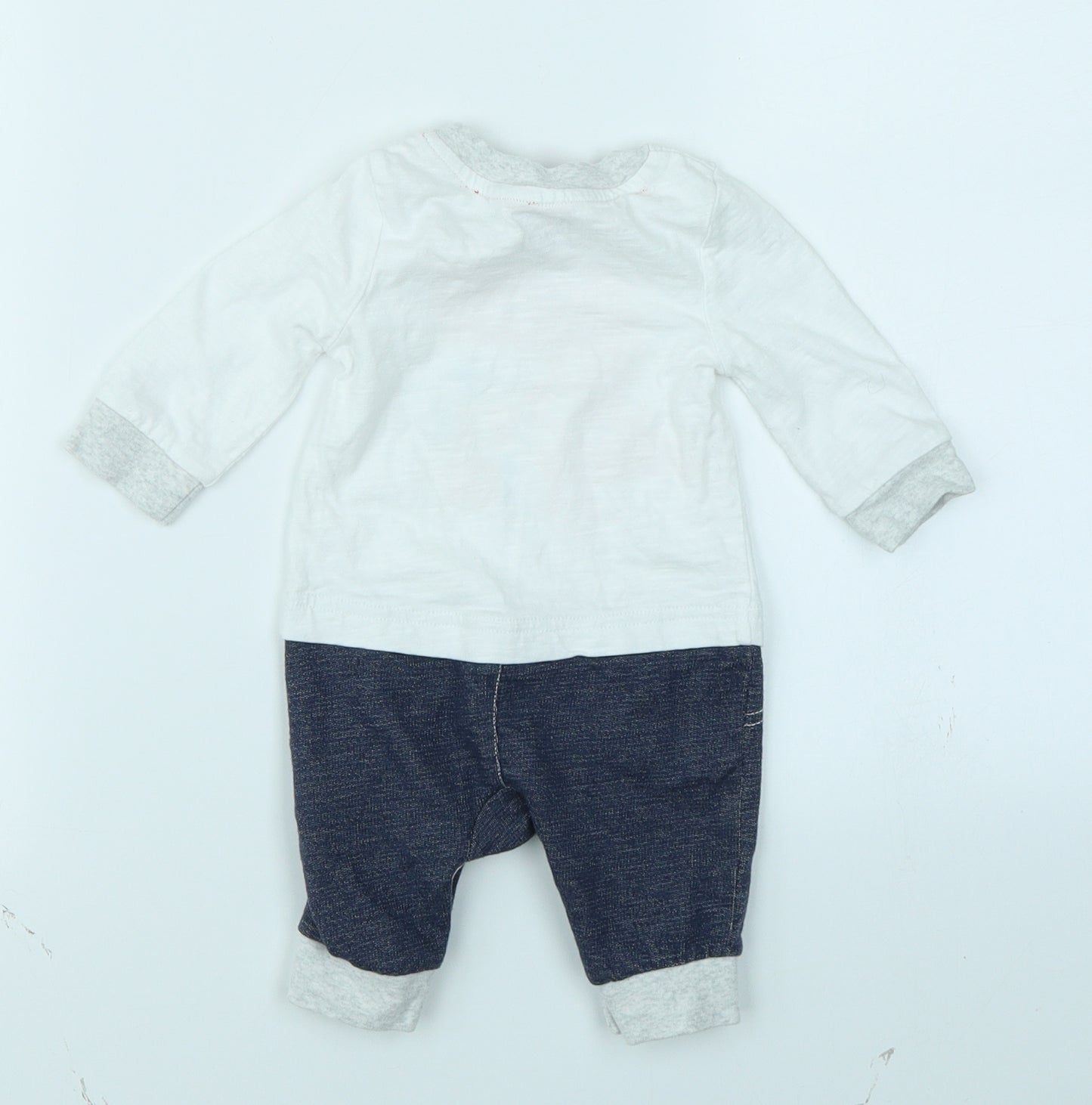 Bluezoo Boys White   Babygrow One-Piece Size 0-3 Months  - Dinosaur