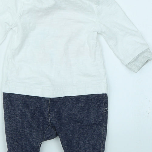 Bluezoo Boys White   Babygrow One-Piece Size 0-3 Months  - Dinosaur
