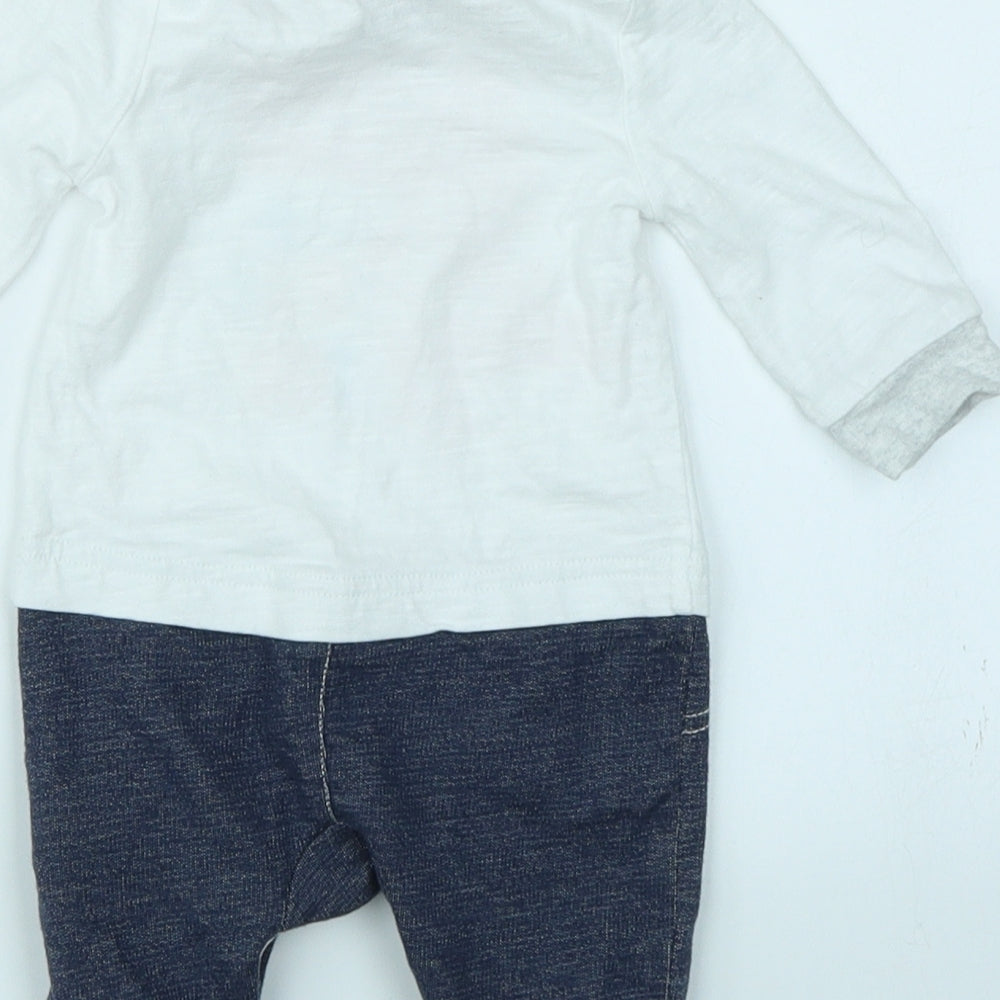 Bluezoo Boys White   Babygrow One-Piece Size 0-3 Months  - Dinosaur
