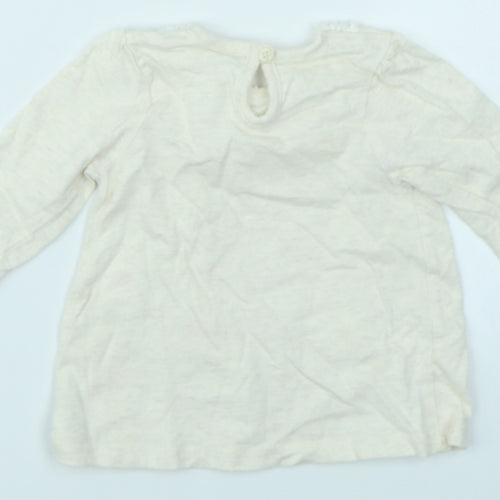 George Girls Beige Floral  Basic T-Shirt Size 0-3 Months  - Bambi