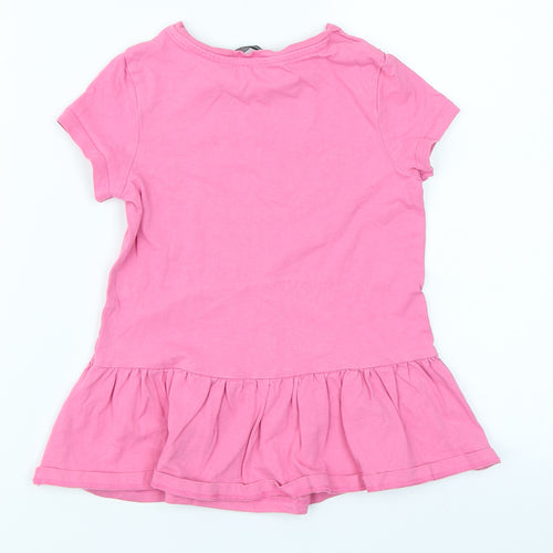 George Girls Pink   Basic T-Shirt Size 5-6 Years  - Peplum Dinosaur
