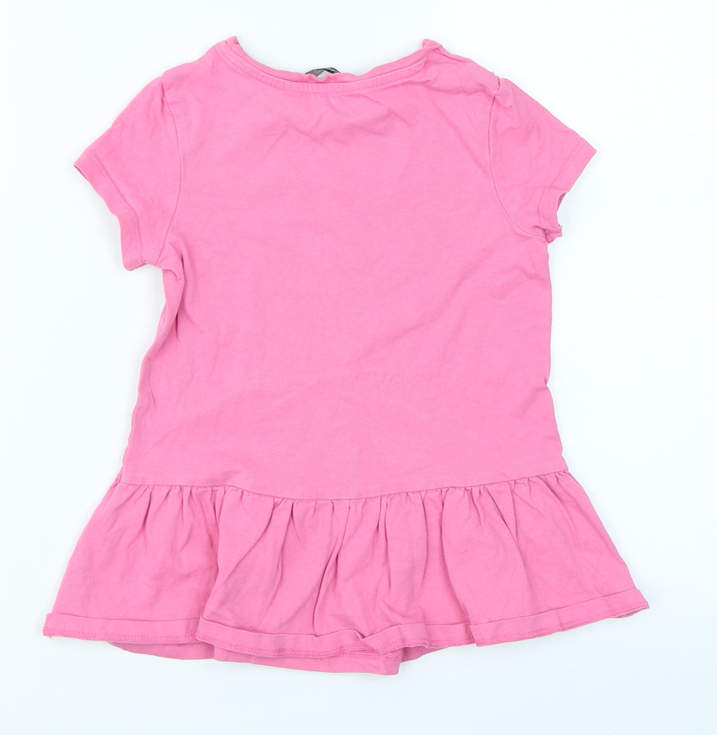 George Girls Pink   Basic T-Shirt Size 5-6 Years  - Peplum Dinosaur
