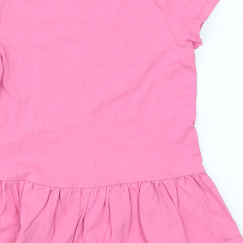 George Girls Pink   Basic T-Shirt Size 5-6 Years  - Peplum Dinosaur