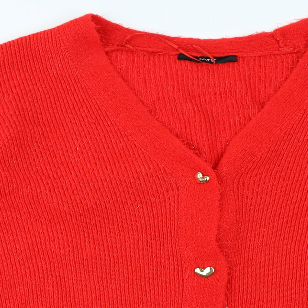 George Womens Red  Knit Cardigan Jumper Size XL