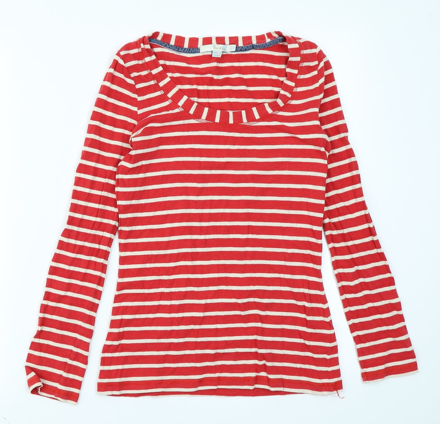 Boden Womens Red Striped  Basic T-Shirt Size 8