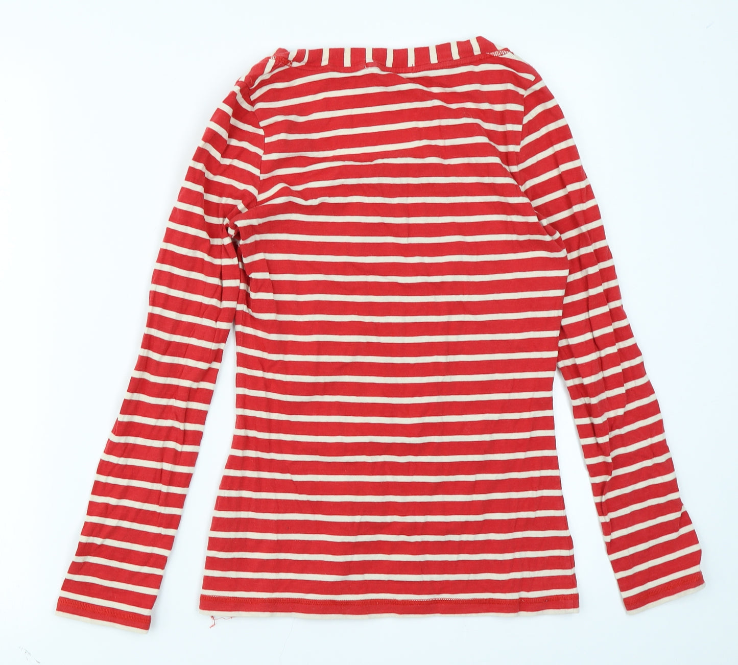 Boden Womens Red Striped  Basic T-Shirt Size 8