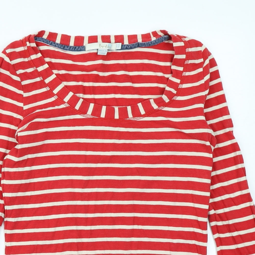 Boden Womens Red Striped  Basic T-Shirt Size 8