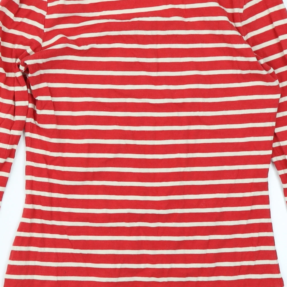 Boden Womens Red Striped  Basic T-Shirt Size 8