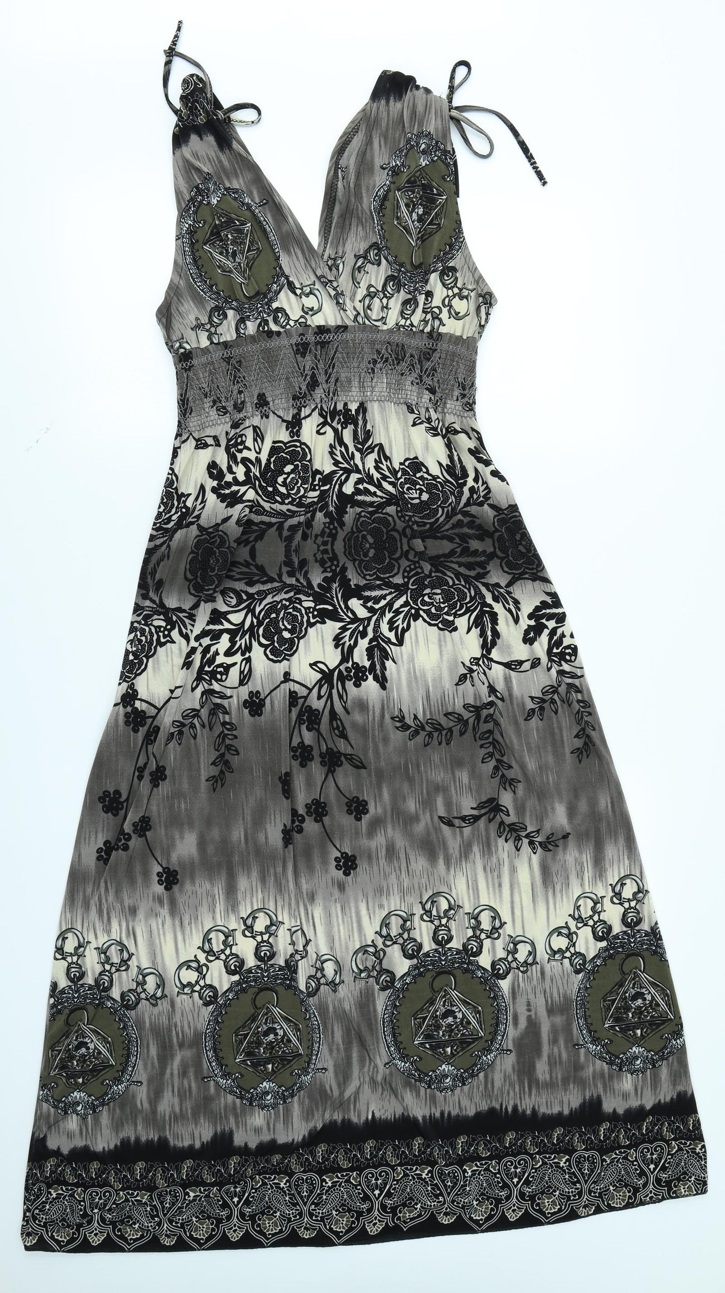 LH Collection Womens Grey Floral  Maxi  Size L