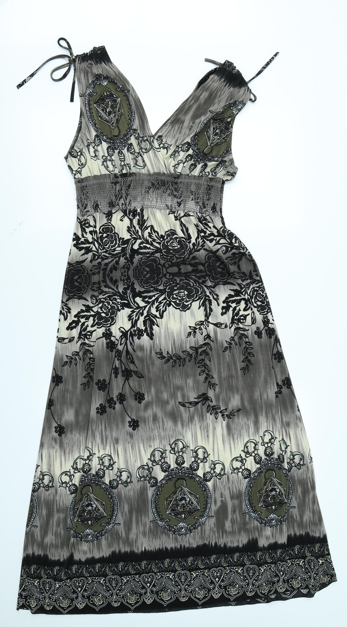 LH Collection Womens Grey Floral  Maxi  Size L