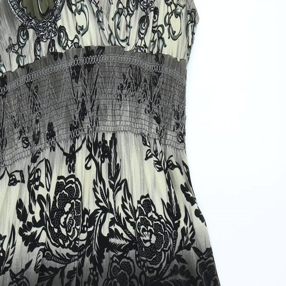 LH Collection Womens Grey Floral  Maxi  Size L