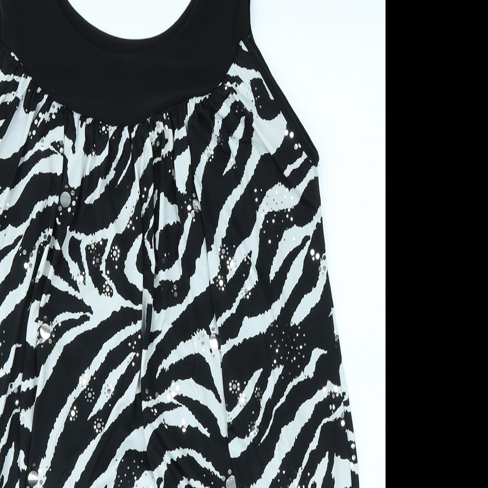 Elizabeth Etienne Womens Black Animal Print  Basic Blouse Size 22