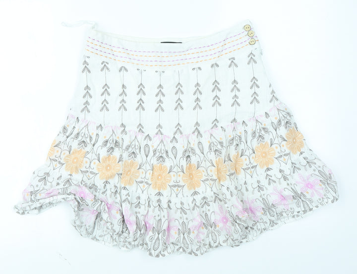 NEXT Womens White Paisley A-Line Skirt Size 8