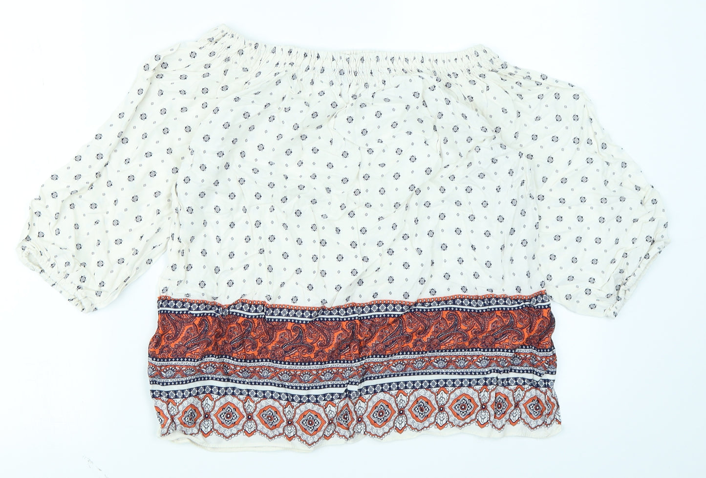 New Look Womens White Paisley  Basic T-Shirt Size 10