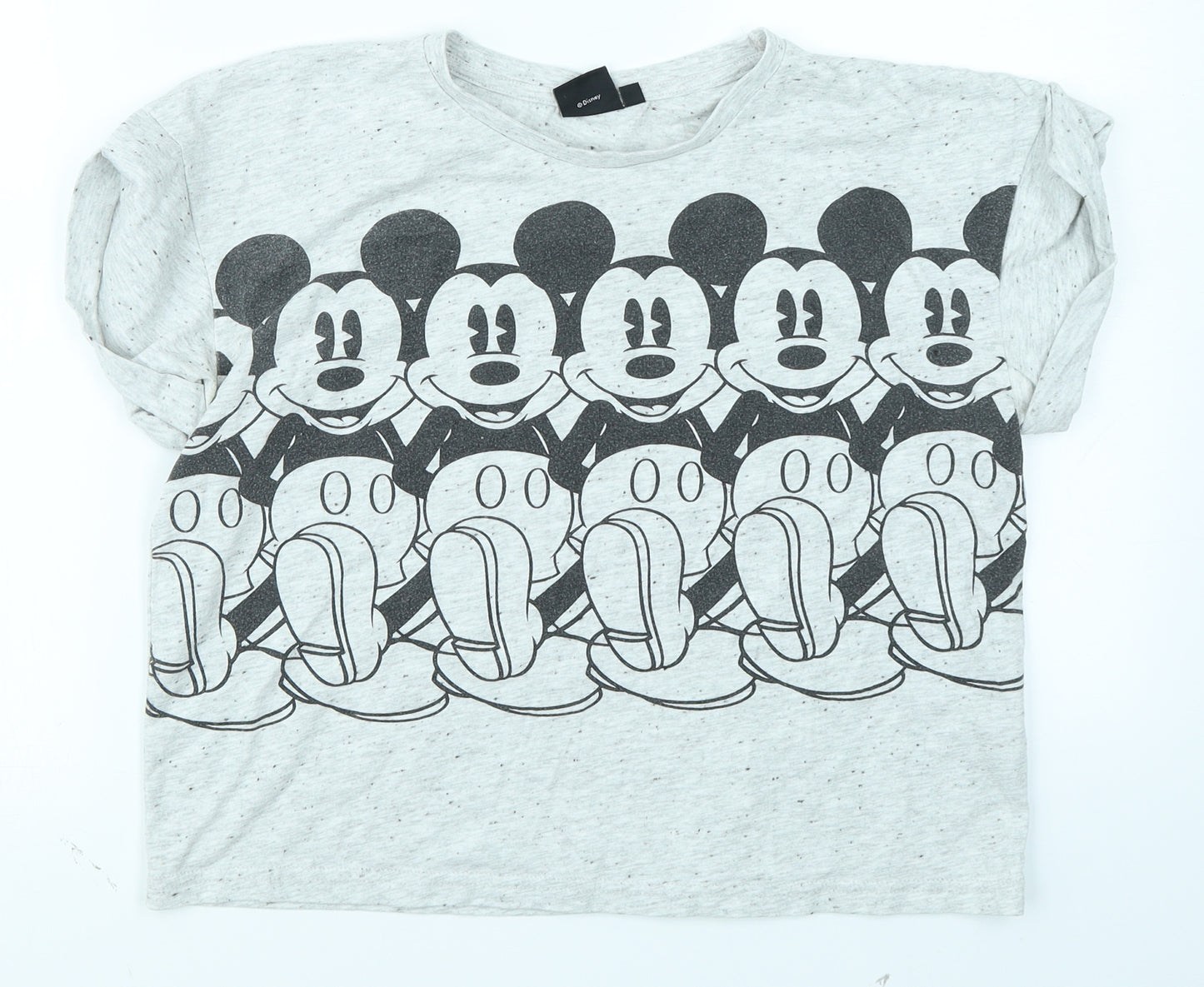 Primark Womens Grey   Cropped T-Shirt Size 10  - Mickey Mouse