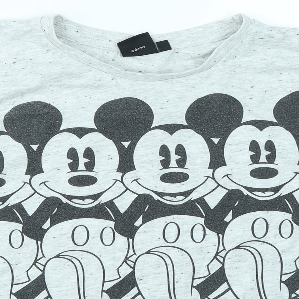 Primark Womens Grey   Cropped T-Shirt Size 10  - Mickey Mouse