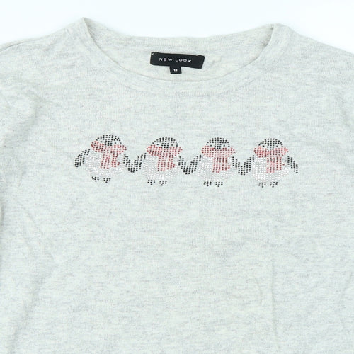 New Look Womens Grey   Pullover Jumper Size 12  - Christmas jumper