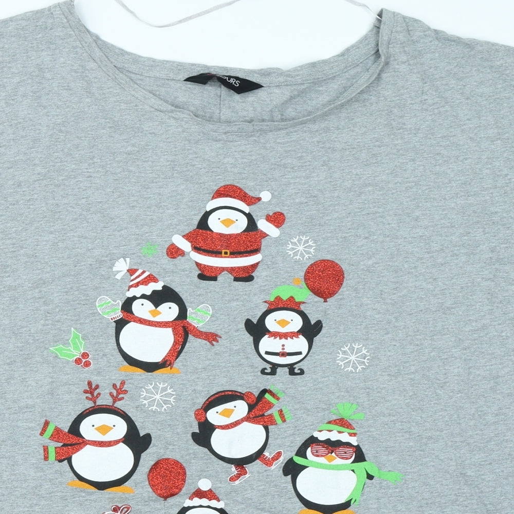 Yours Womens Grey   Basic T-Shirt Size 26  - Christmas tshirt