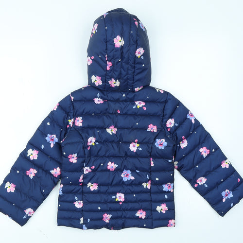 Joules Girls Blue Floral  Puffer Jacket Coat Size 6 Years