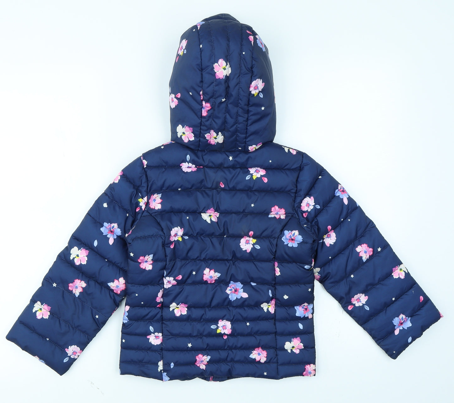 Joules Girls Blue Floral  Puffer Jacket Coat Size 6 Years