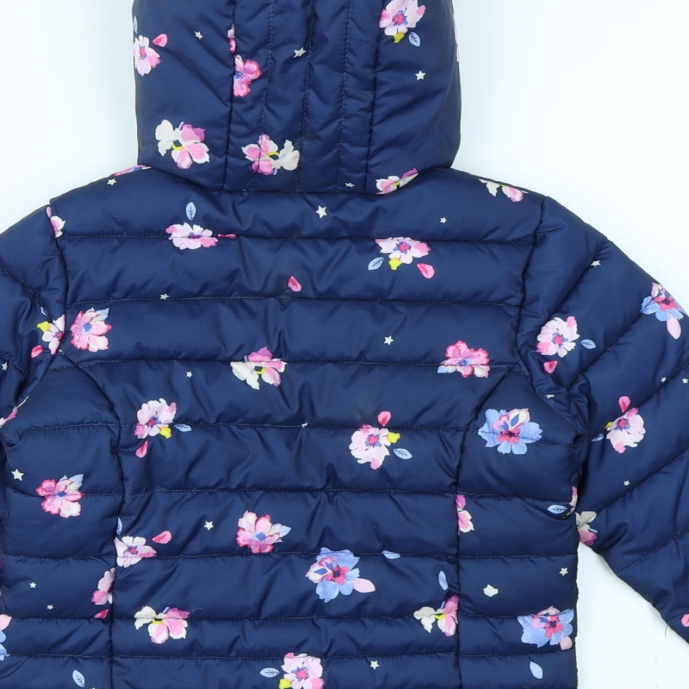 Joules Girls Blue Floral  Puffer Jacket Coat Size 6 Years