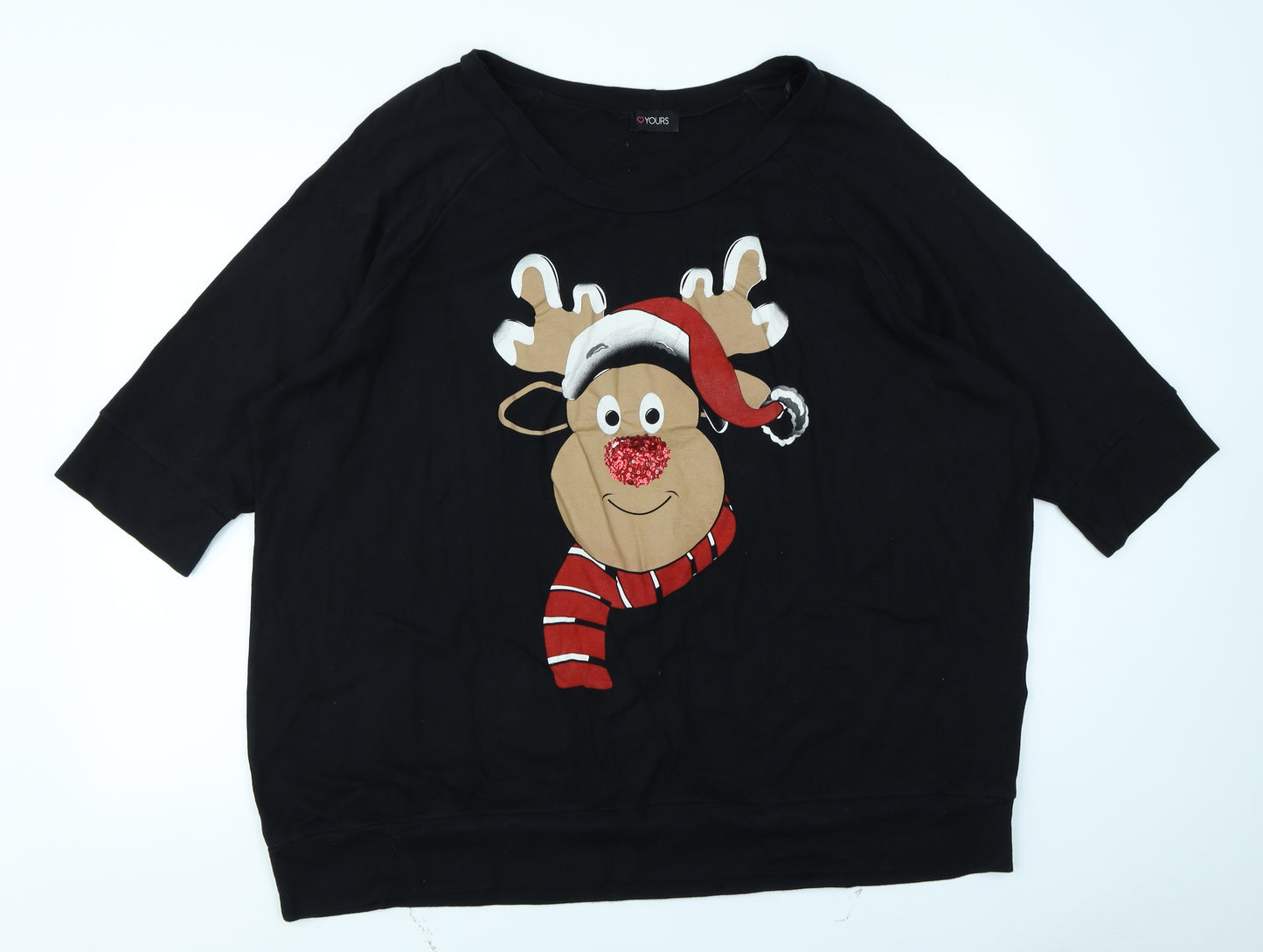 Yours Womens Black   Pullover Sweatshirt Size 26  - Christmas jumper