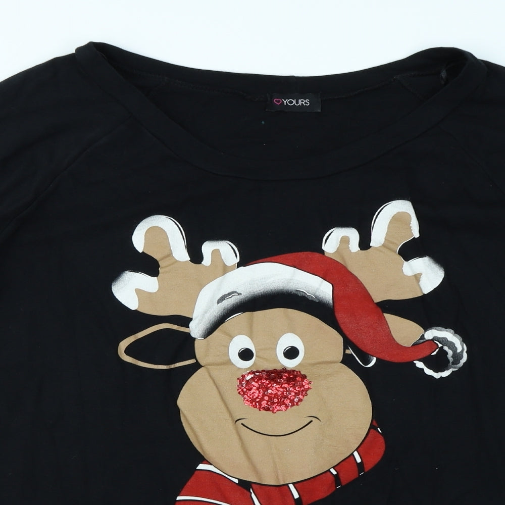 Yours Womens Black   Pullover Sweatshirt Size 26  - Christmas jumper