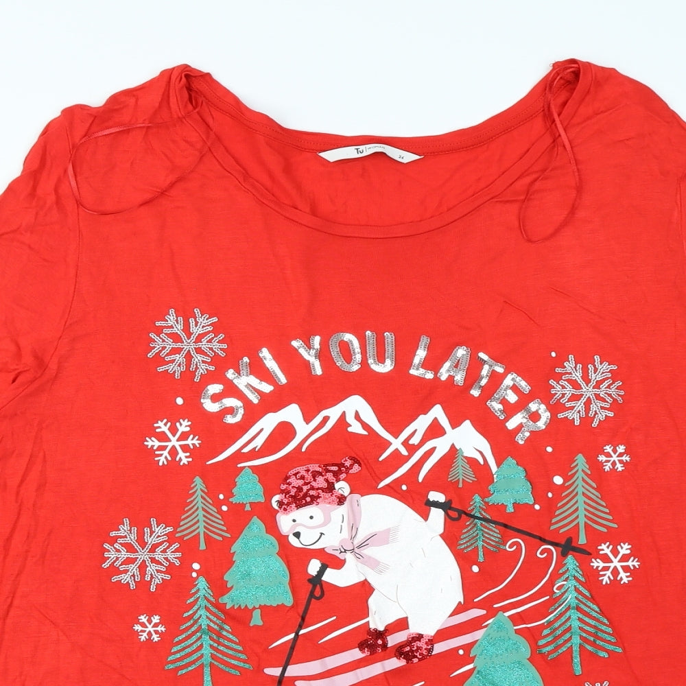 TU Womens Red   Basic T-Shirt Size 24  - Christmas T shirt