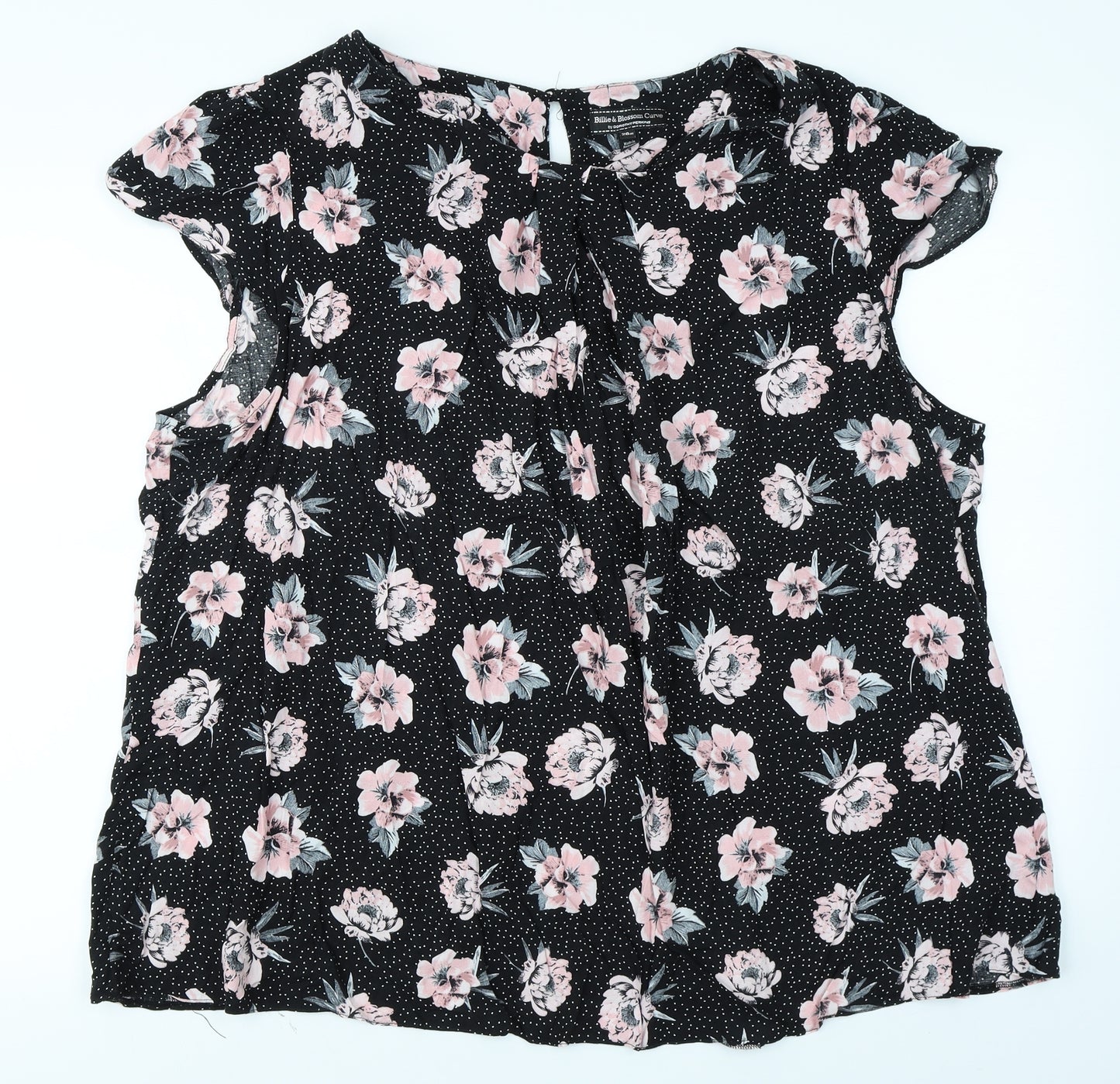 Dorothy Perkins Womens Black Floral  Basic Blouse Size 26