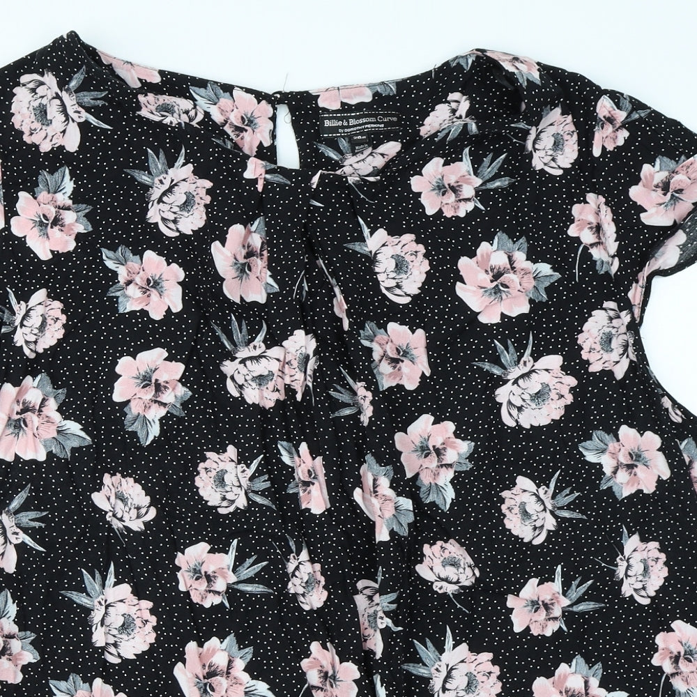 Dorothy Perkins Womens Black Floral  Basic Blouse Size 26