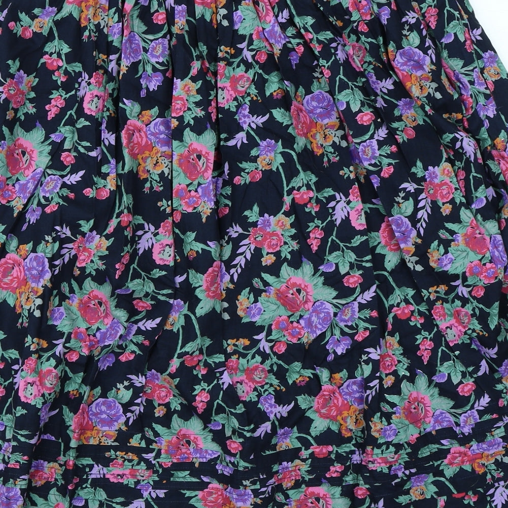 St Michael Womens Black Floral  A-Line Skirt Size 18