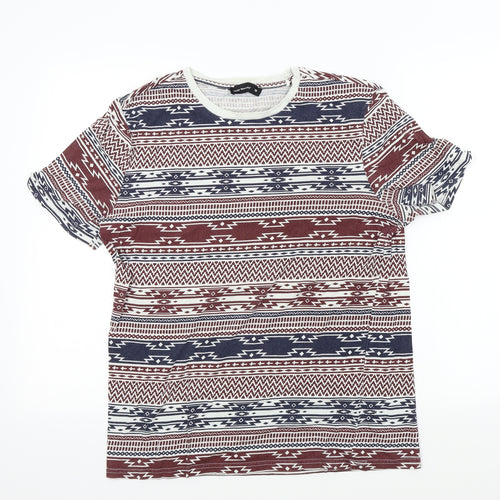 Cedar Wood State Mens Multicoloured Geometric   T-Shirt Size M