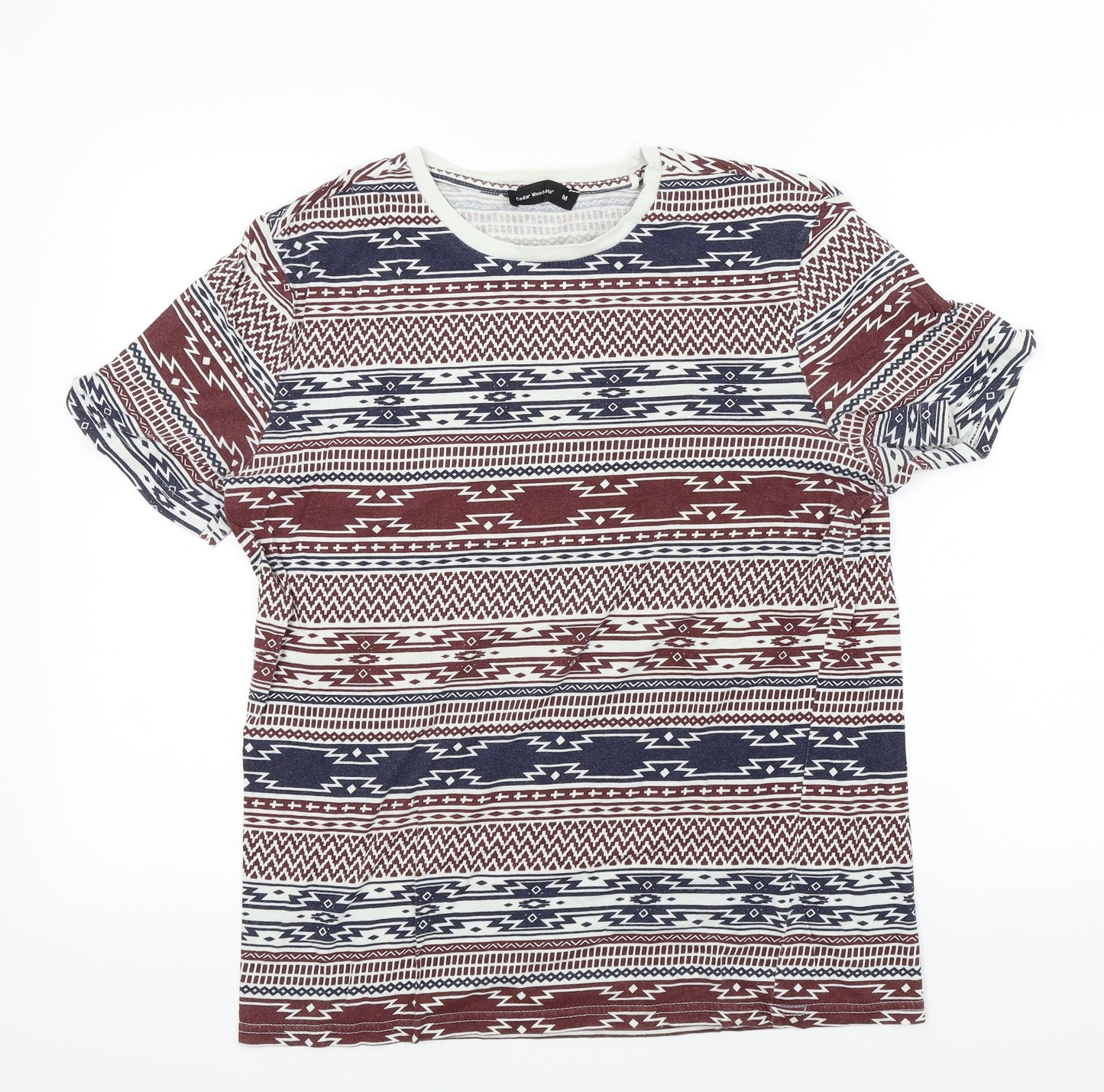 Cedar Wood State Mens Multicoloured Geometric   T-Shirt Size M