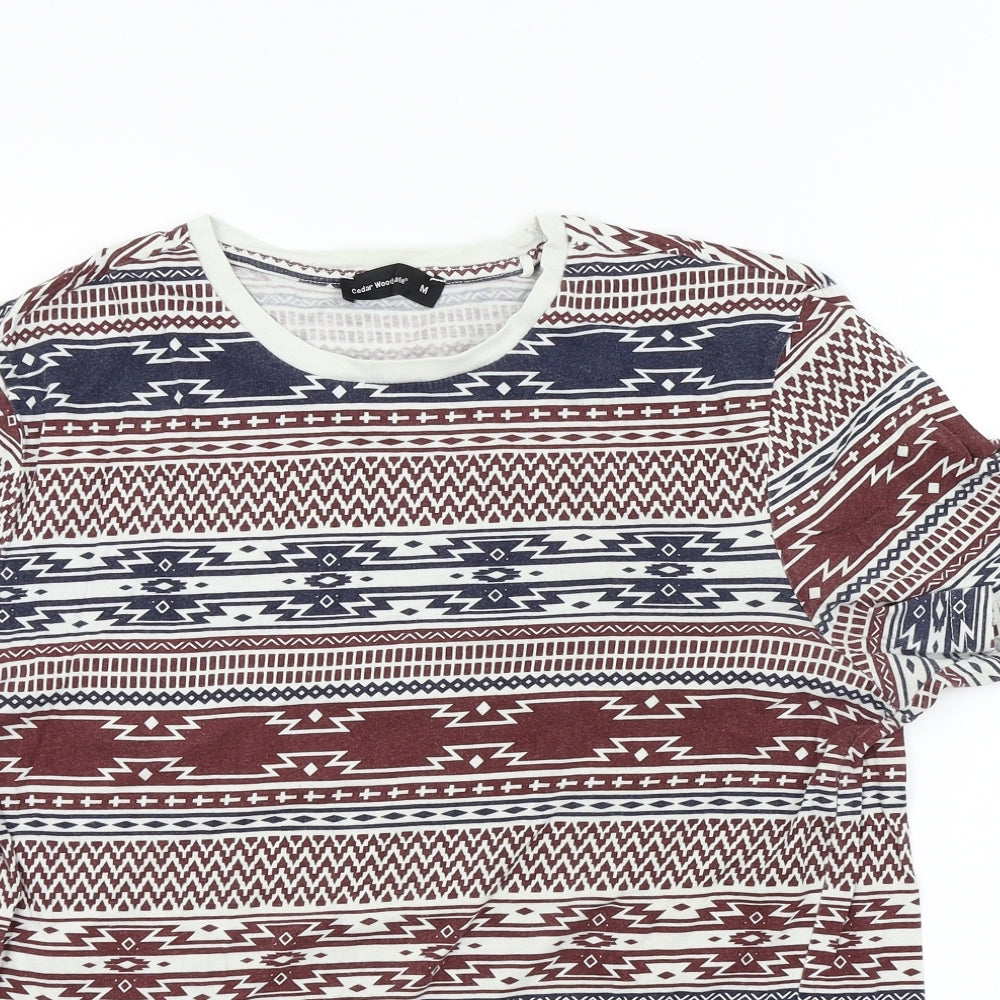 Cedar Wood State Mens Multicoloured Geometric   T-Shirt Size M