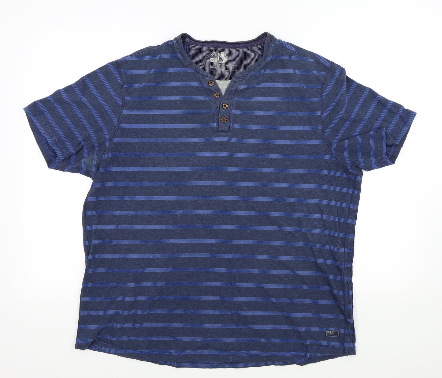 m&s Mens Blue Striped   T-Shirt Size M