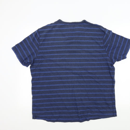 m&s Mens Blue Striped   T-Shirt Size M