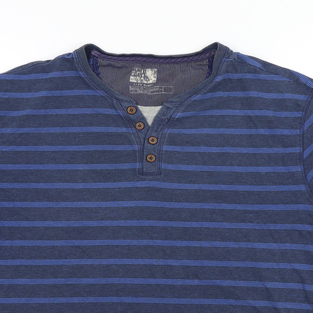 m&s Mens Blue Striped   T-Shirt Size M
