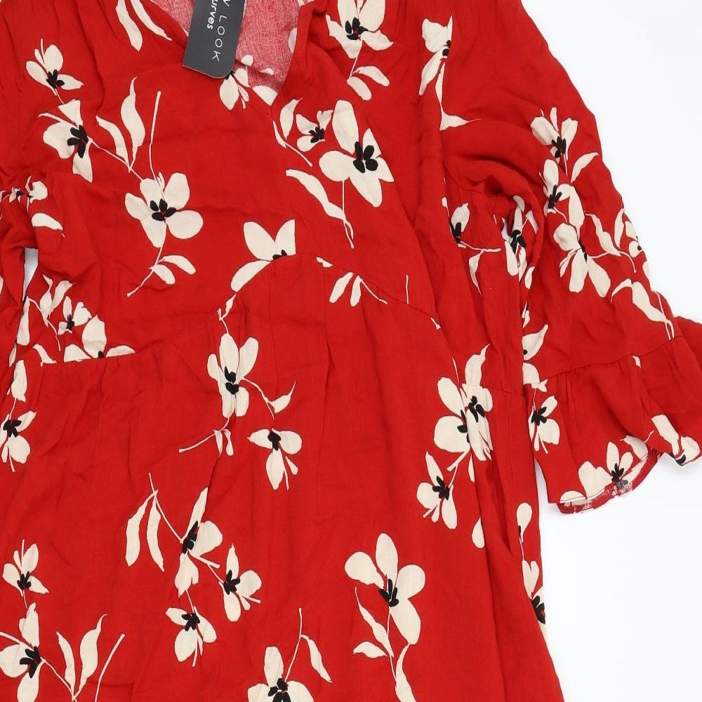NEWLOOK Womens Red Floral  Fit & Flare  Size 20